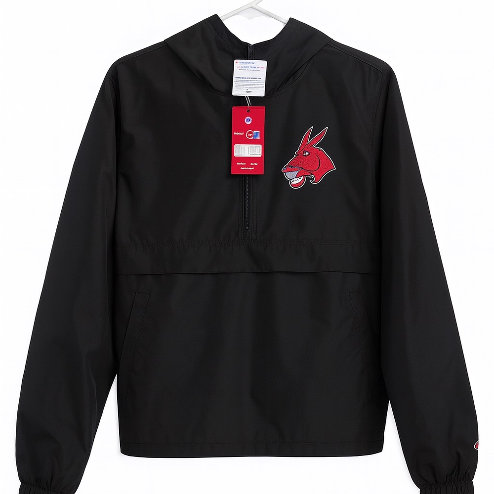 Champion Black Quarter Zip Windbreaker Jacket Medium NWT